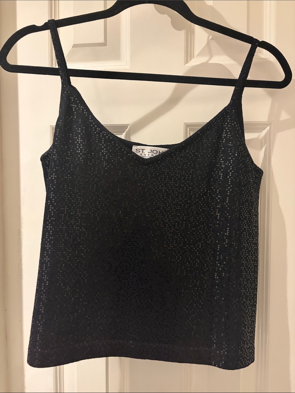 St. John Black Sequin Spaghetti-Strap Camisole